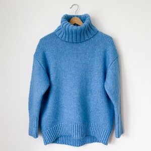 Chunky Soft Robin's Egg Blue Boxy Turtleneck Sweater Size Medium Cozycore